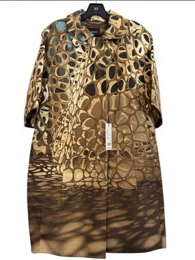 NWT AKRIS Abstract Brown Patterned Oversized Coat Sz 12